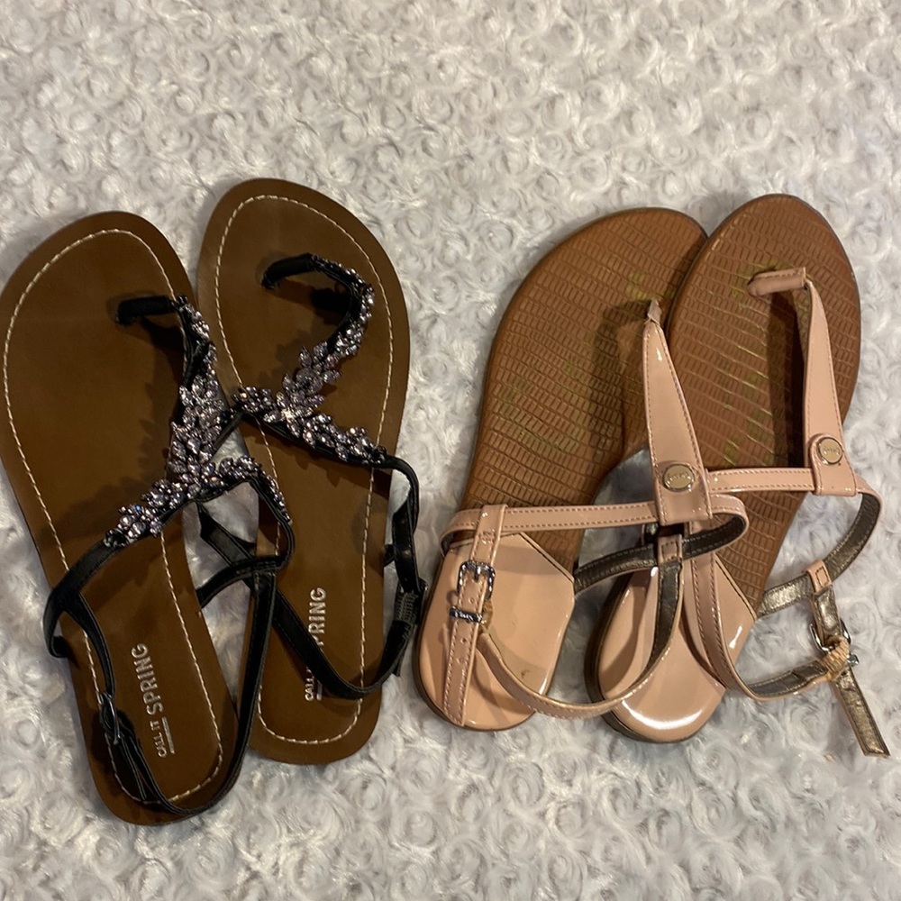 BOTH PAIRS of strappy flat sandals size 8 - Circus and Call It Spring